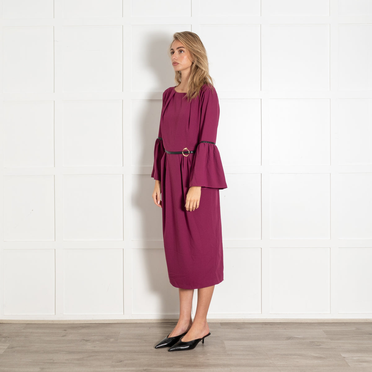 Magenta Bell Sleeve Dress - Image 3