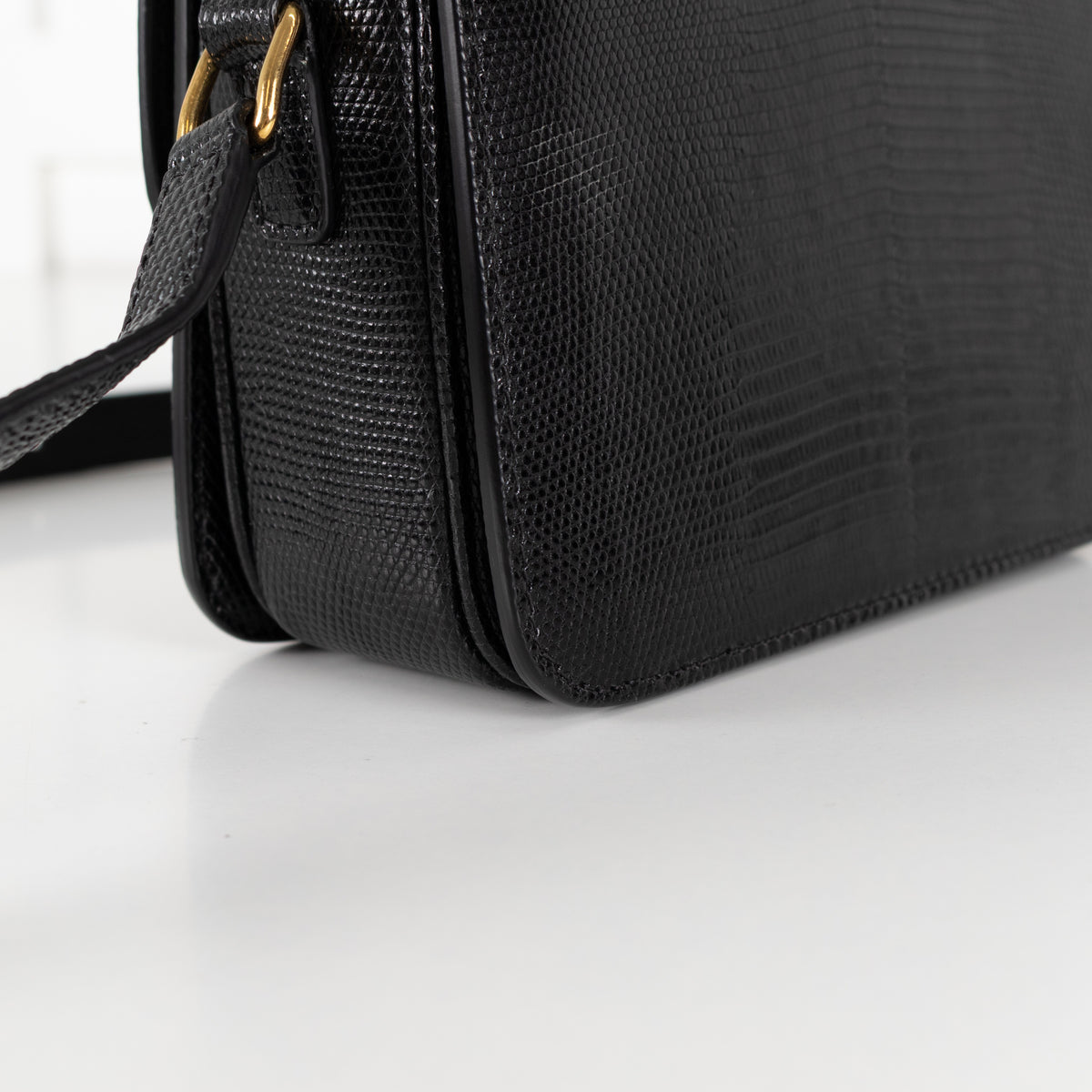 Celine Teen Triomphe Black Exotic Lizard Skin Leather Handbag - Image 12