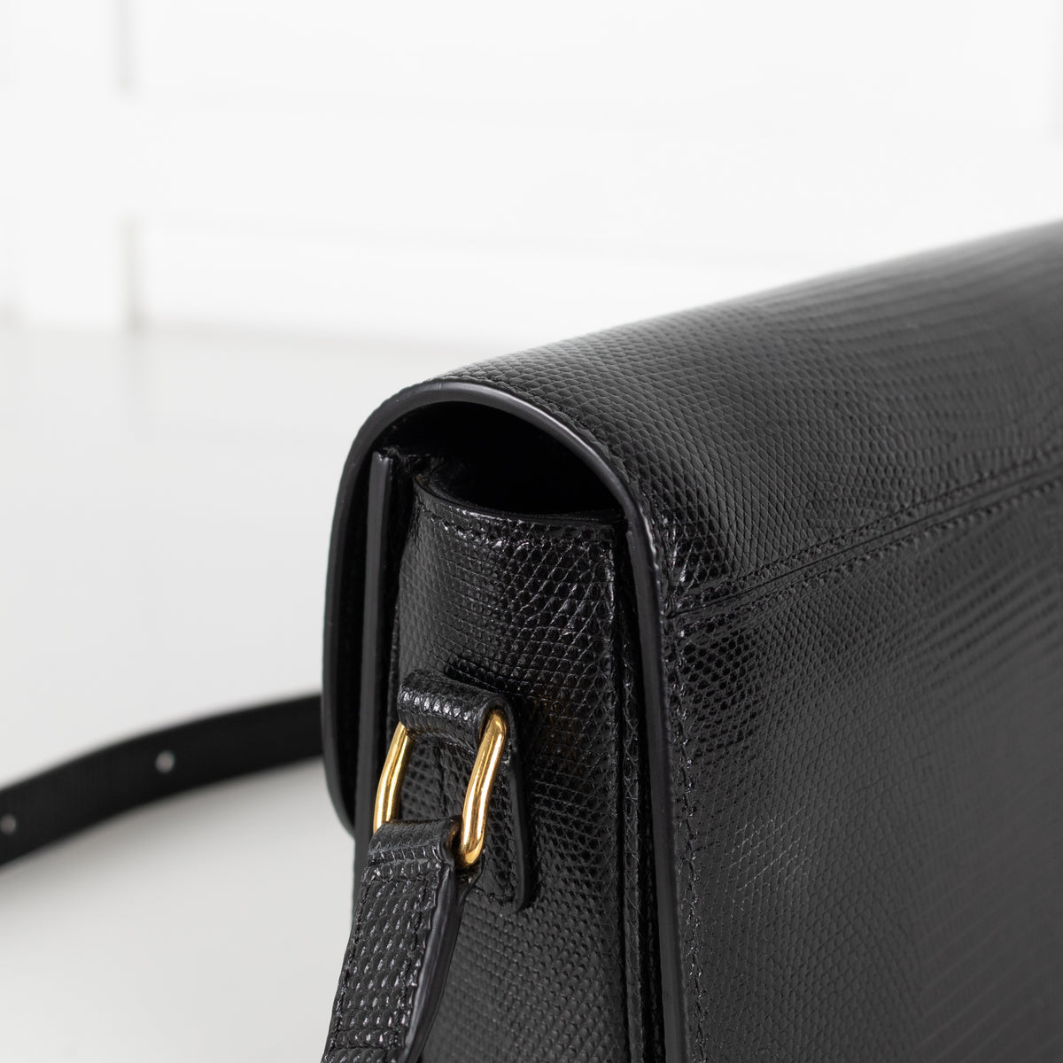 Celine Teen Triomphe Black Exotic Lizard Skin Leather Handbag - Image 14