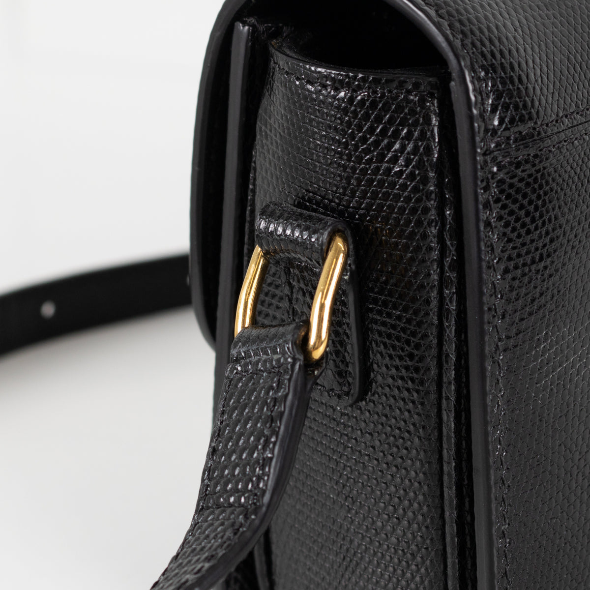 Celine Teen Triomphe Black Exotic Lizard Skin Leather Handbag - Image 15