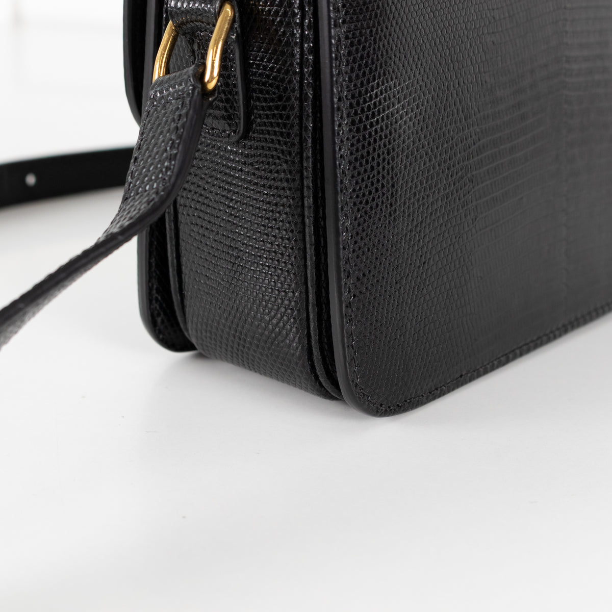 Celine Teen Triomphe Black Exotic Lizard Skin Leather Handbag - Image 16