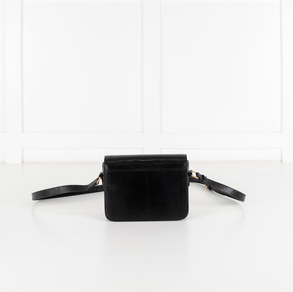 Celine Teen Triomphe Black Exotic Lizard Skin Leather Handbag - Image 4