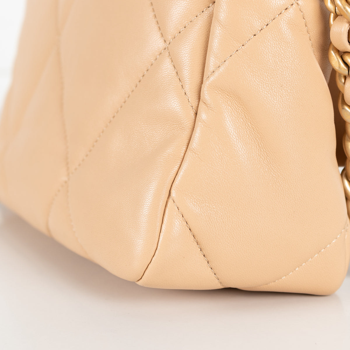 Beige Quilted 19 Flap Bag - Image 17