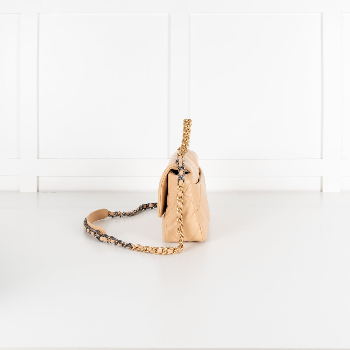 Beige Quilted 19 Flap Bag - Image 3