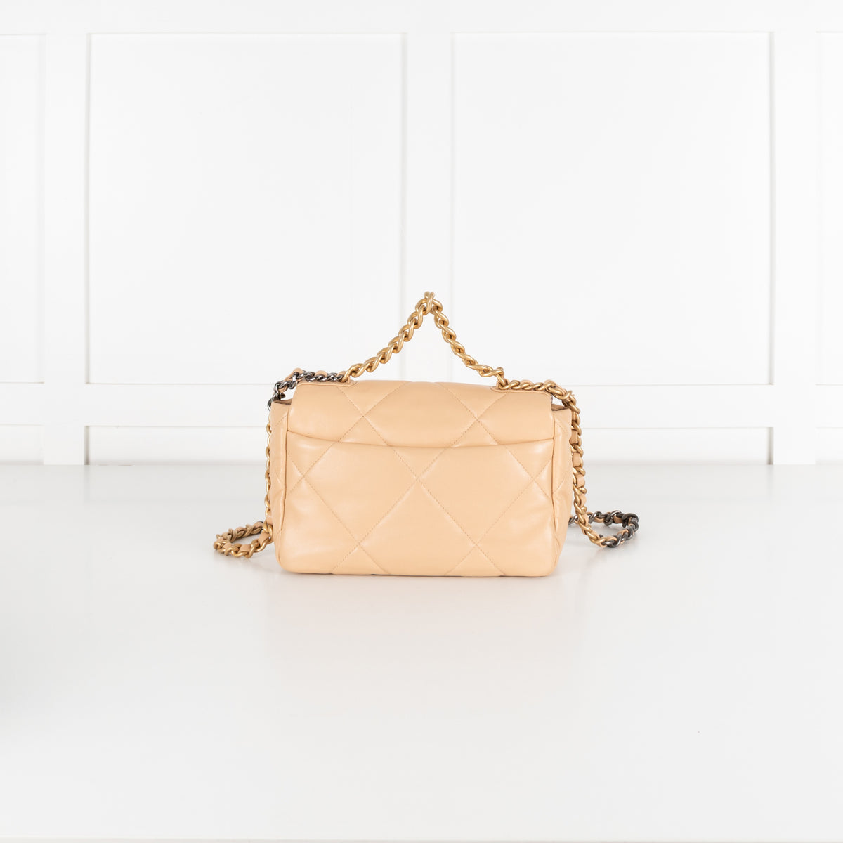 Beige Quilted 19 Flap Bag - Image 4