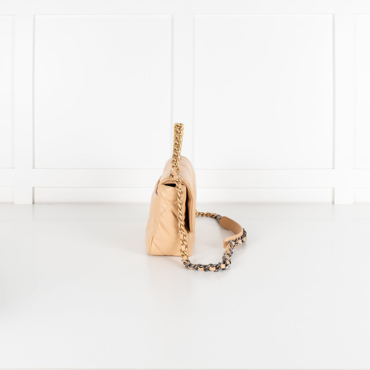 Beige Quilted 19 Flap Bag - Image 5