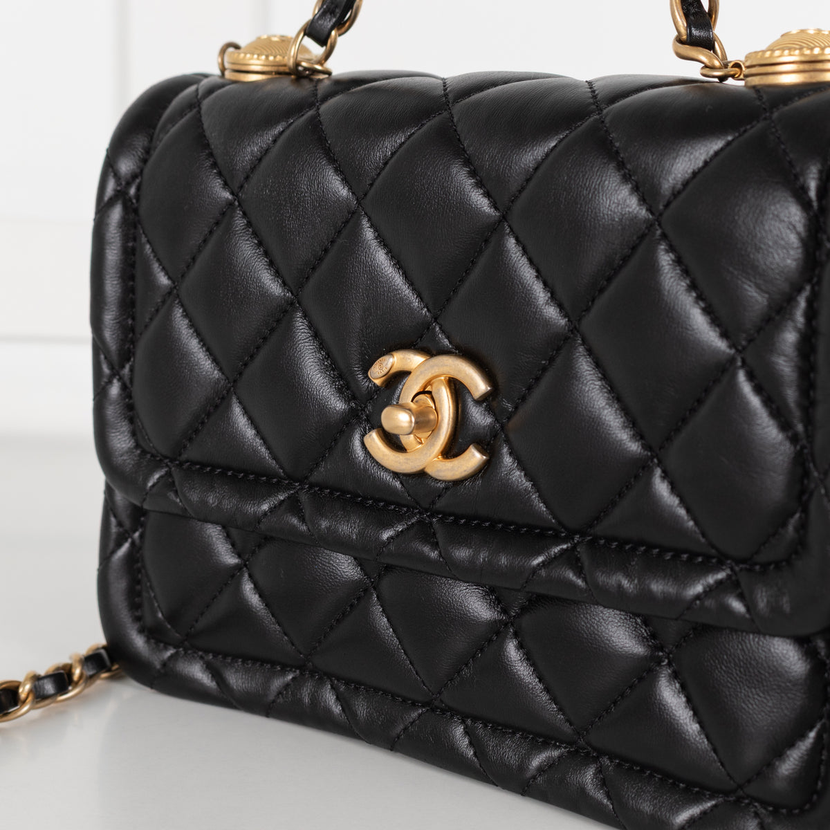 Black Shiny Lambskin Gold Hardware Crossbody Bag - Image 11