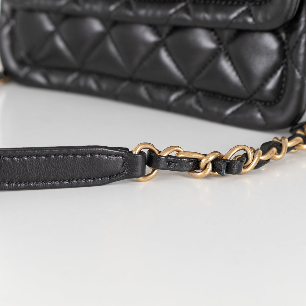 Black Shiny Lambskin Gold Hardware Crossbody Bag - Image 12