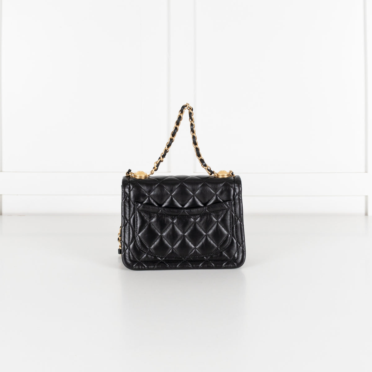 Black Shiny Lambskin Gold Hardware Crossbody Bag - Image 7