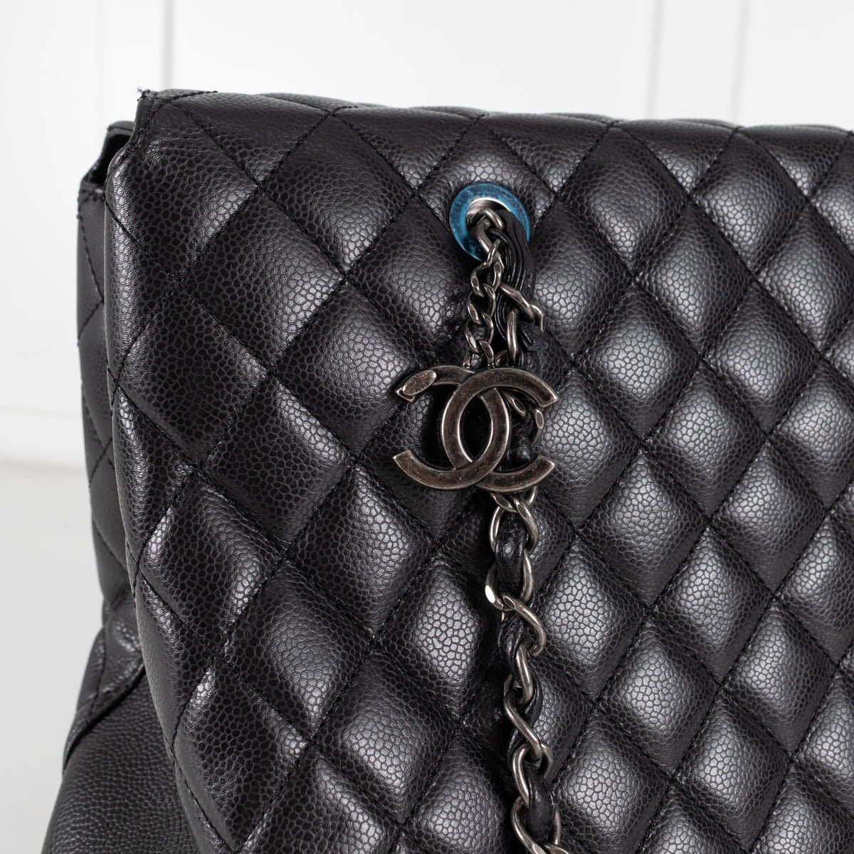 Chanel Black Caviar City Tote with CC Charm - Image 9