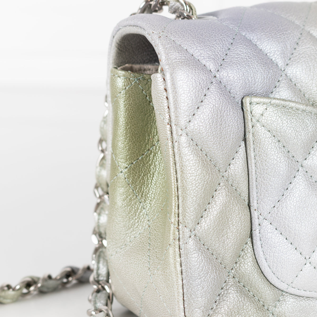 Chanel Green and Silver Limited Edition Mini Flap - Image 13