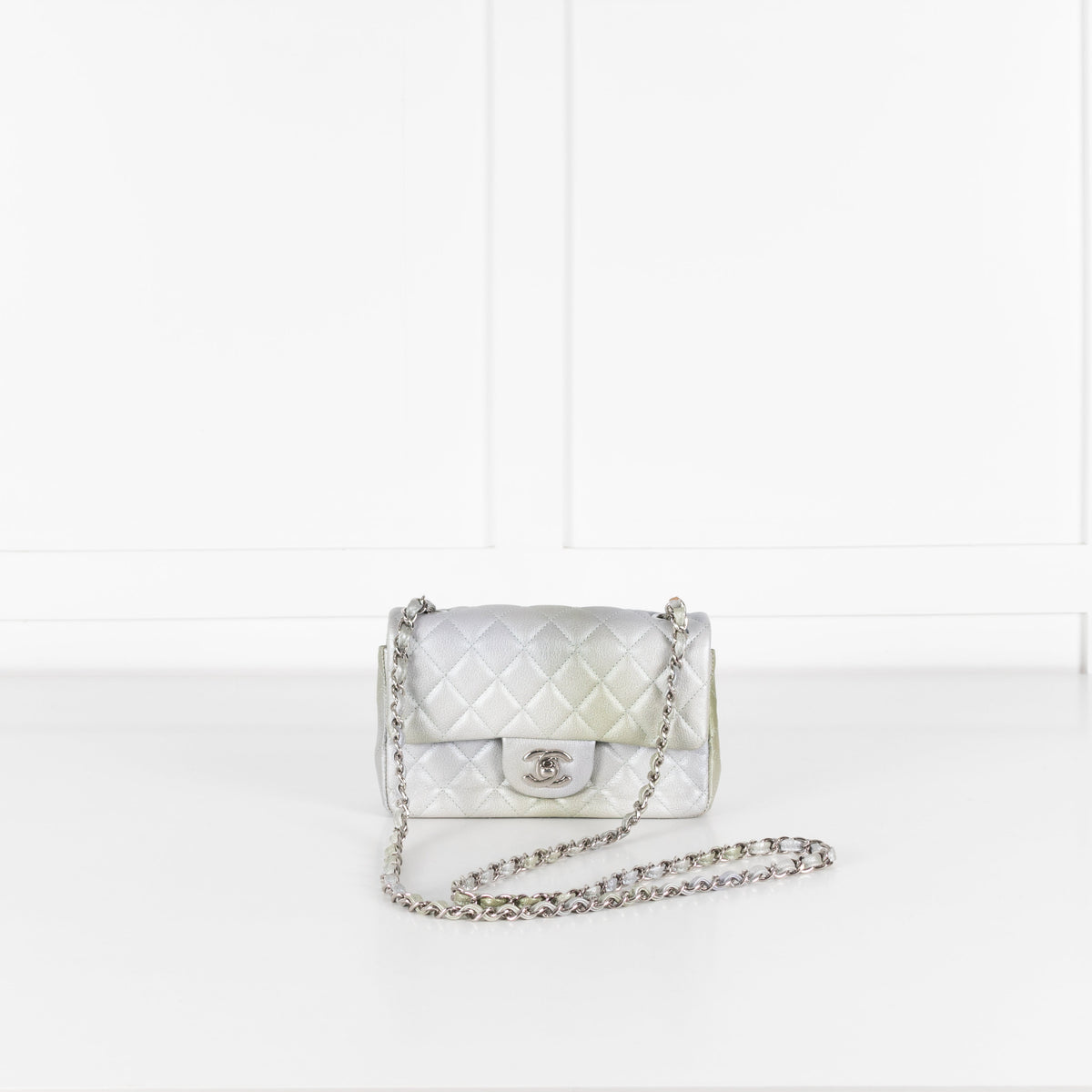 Chanel Green and Silver Limited Edition Mini Flap - Image 1