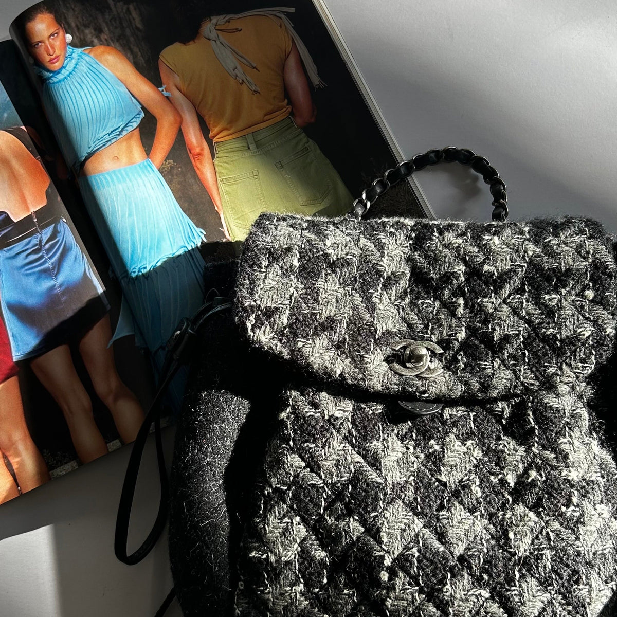 Chanel Grey Tweed Coco Backpack - Image 10