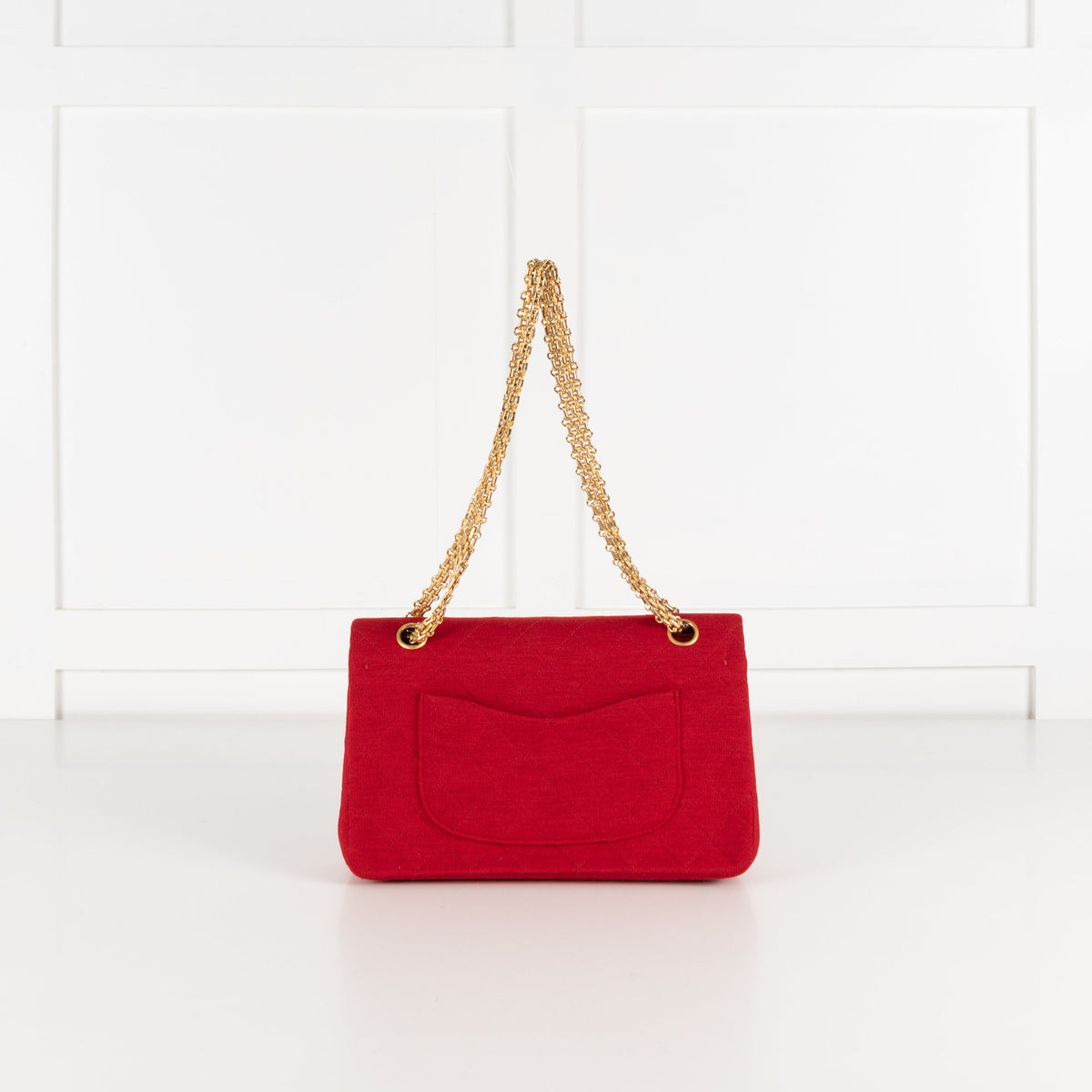 Chanel Red Jersey Quilted Medium Double Flap Handbag - Image 5