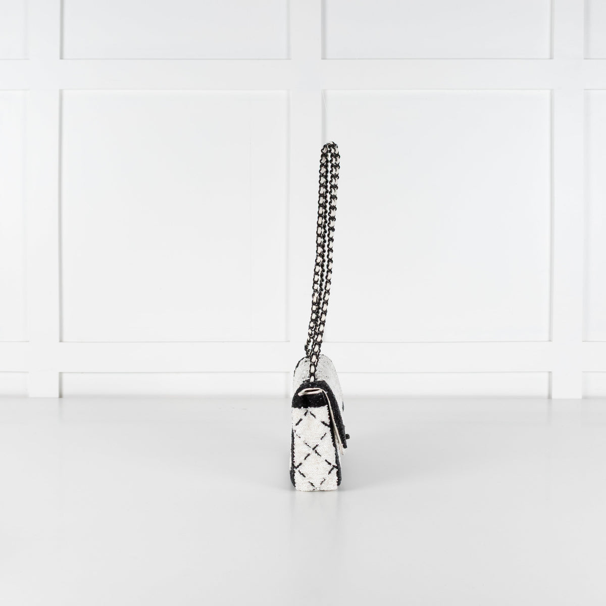 Chanel SS 2024 Sequin Classic Flap Bag in Black & White - Image 8