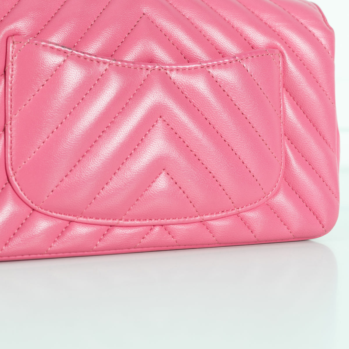 Classic Mini Rectangular Flap Bag Chevron Lambskin Pink - Image 19