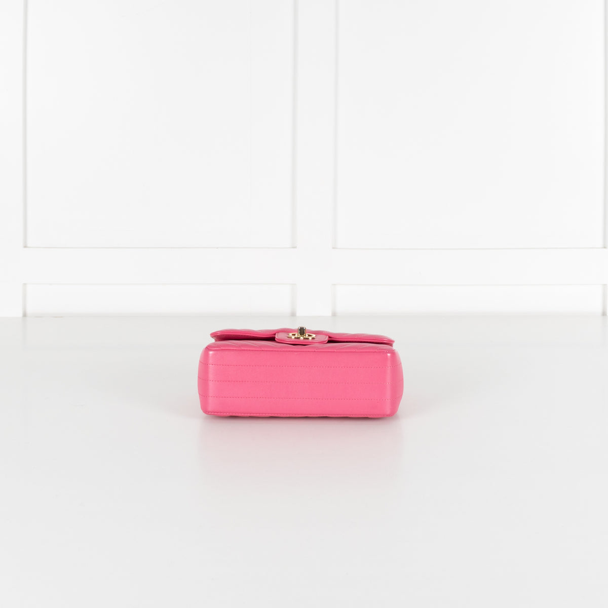 Classic Mini Rectangular Flap Bag Chevron Lambskin Pink - Image 9