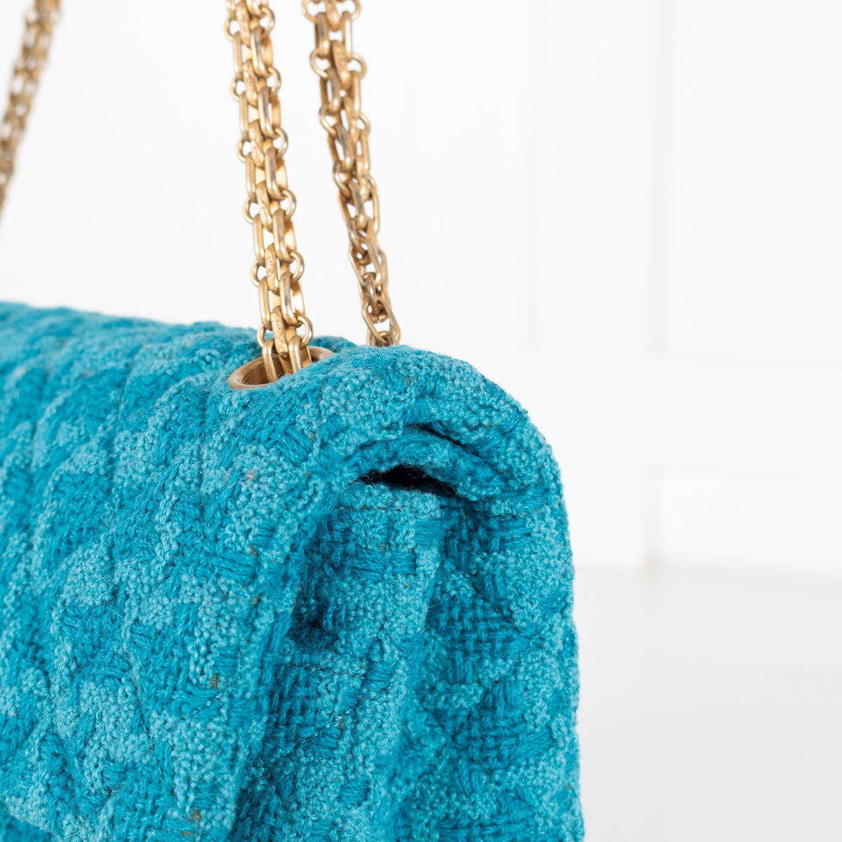 Turquoise Blue Reissue 2.55 Quilted Tweed Double Flap Bag - Image 12