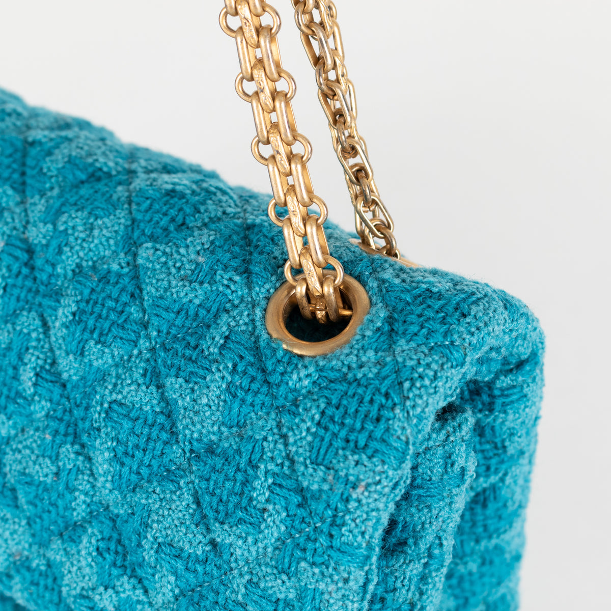 Turquoise Blue Reissue 2.55 Quilted Tweed Double Flap Bag - Image 18