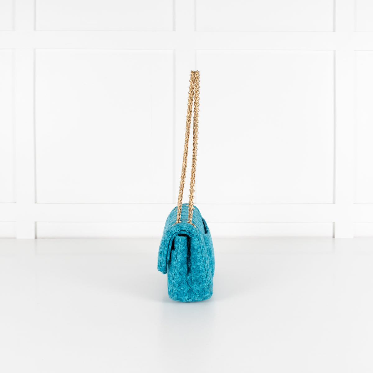 Turquoise Blue Reissue 2.55 Quilted Tweed Double Flap Bag - Image 3
