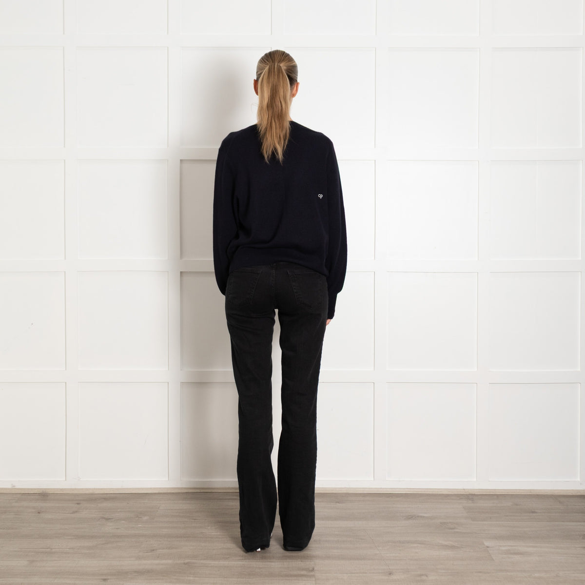 Chinti and Parker Navy Mon Bee Heart Logo Wool Cashmere Knit - Image 5