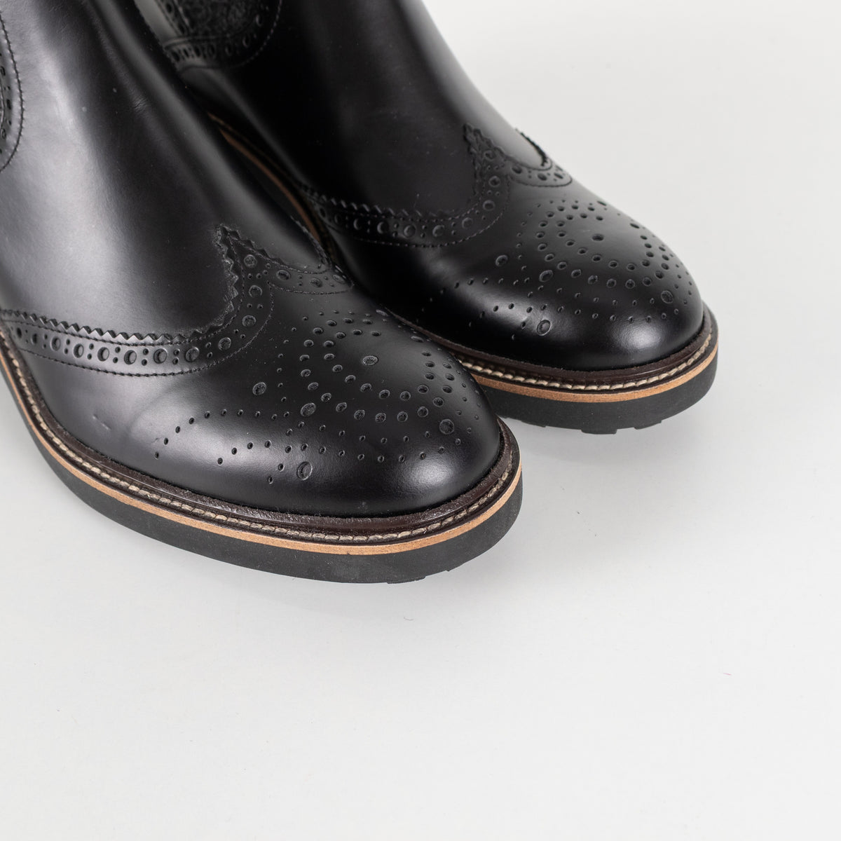 Chloé Black Leather and Grey Knit Sock Ankle Boots - Image 11