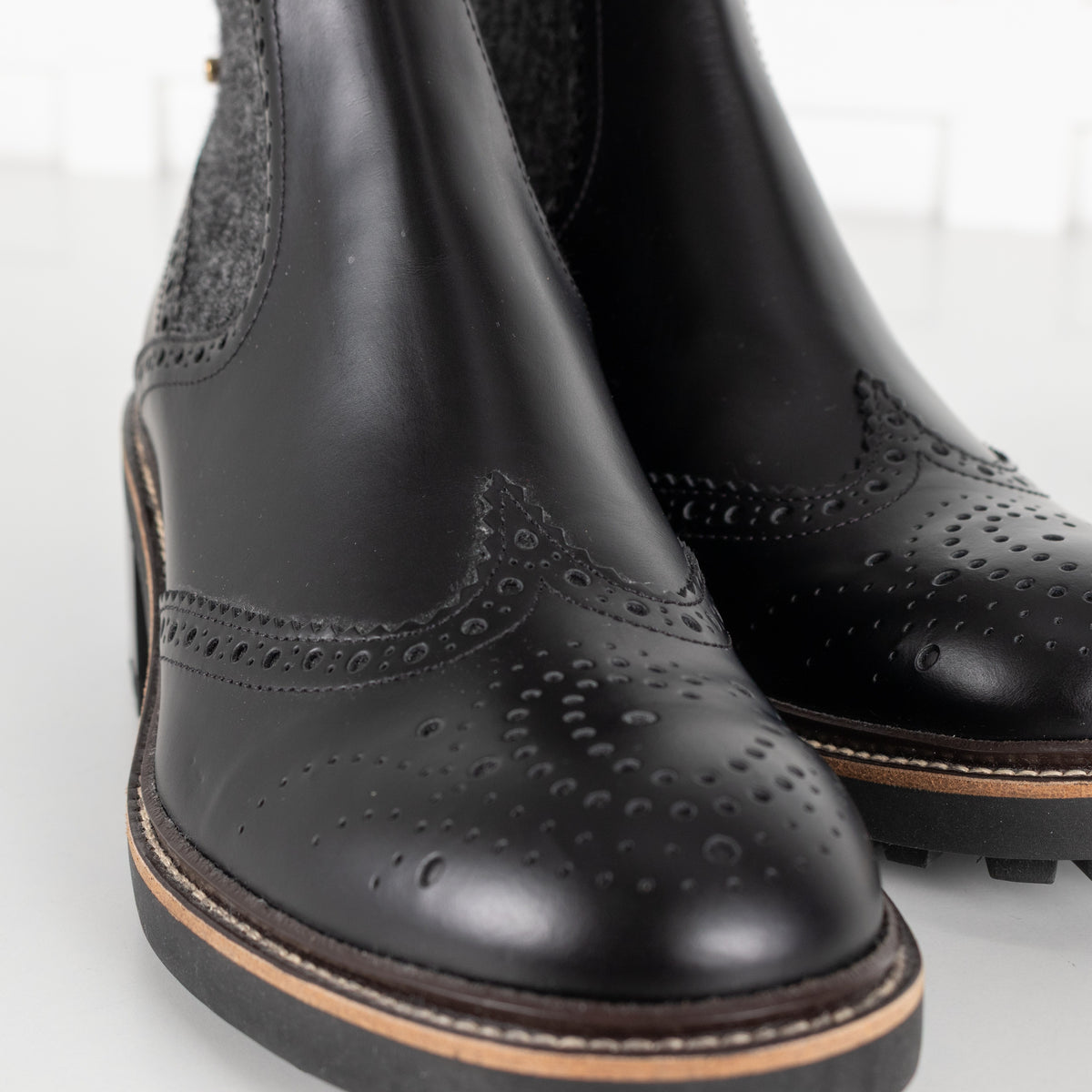Chloé Black Leather and Grey Knit Sock Ankle Boots - Image 15