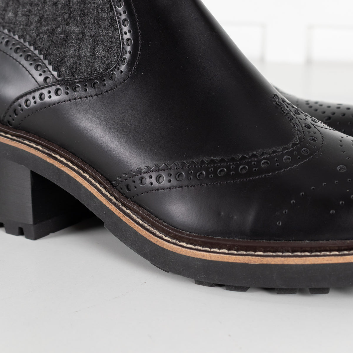Chloé Black Leather and Grey Knit Sock Ankle Boots - Image 17