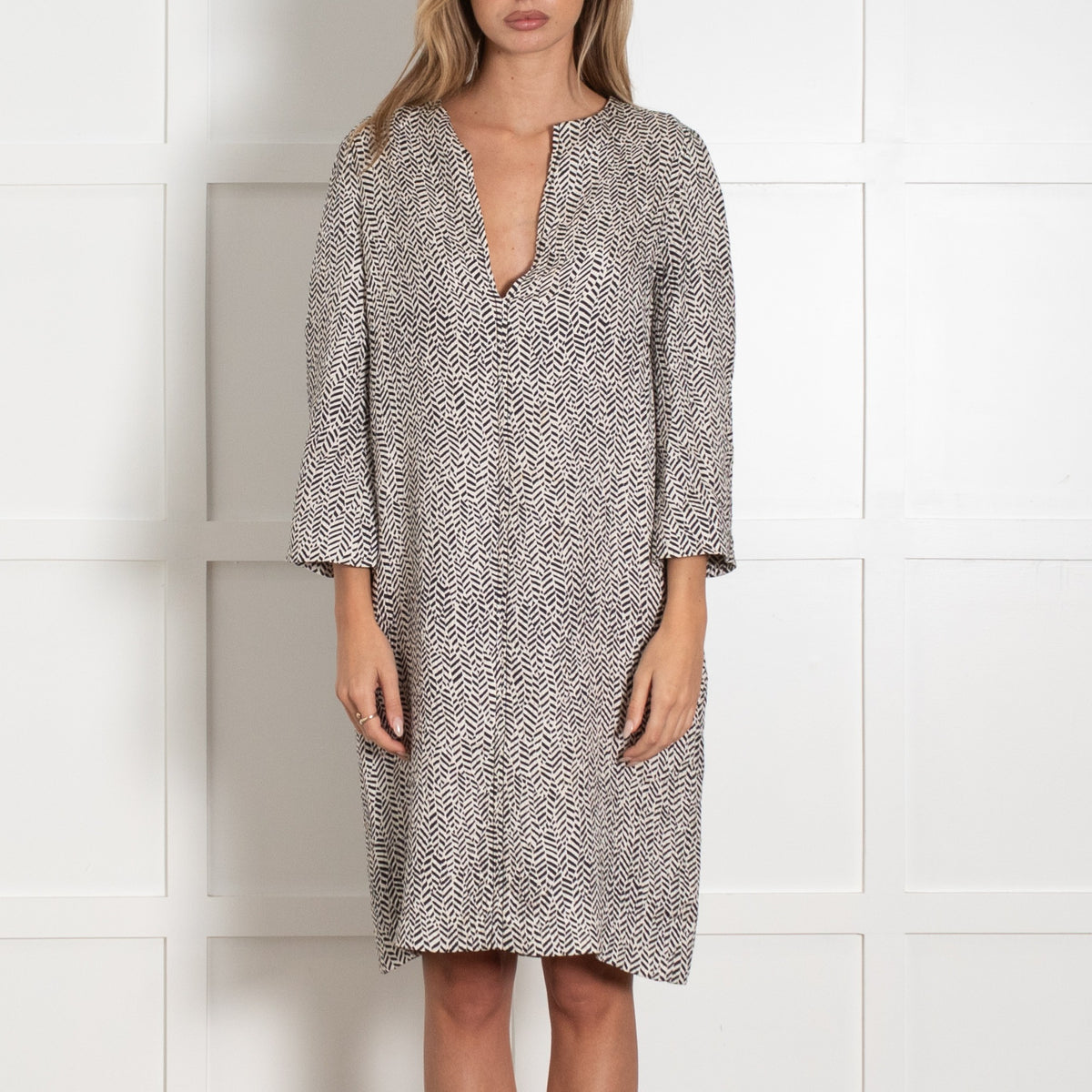 Chloé Black & White Herringbone Dress - Image 2