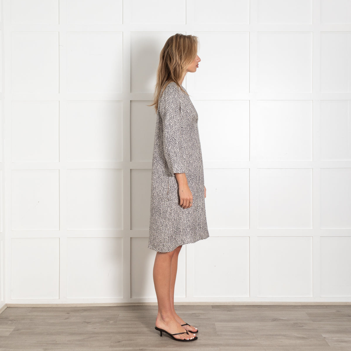Chloé Black & White Herringbone Dress - Image 6