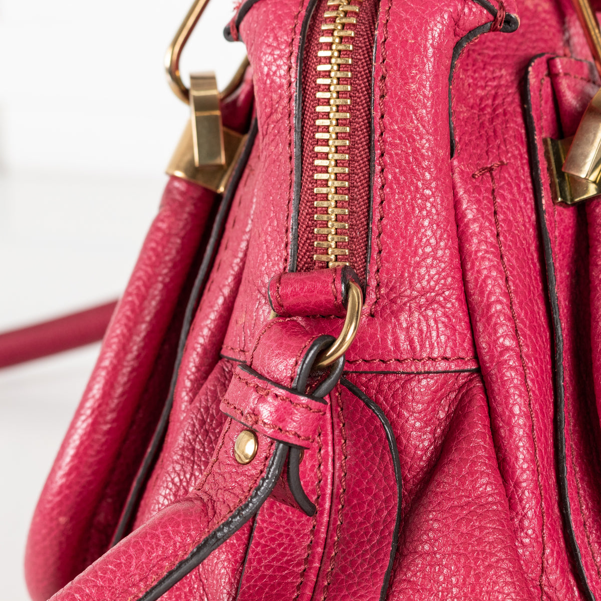 Chloe Pink Paraty Leather Gold Detailed Handbag - Image 14
