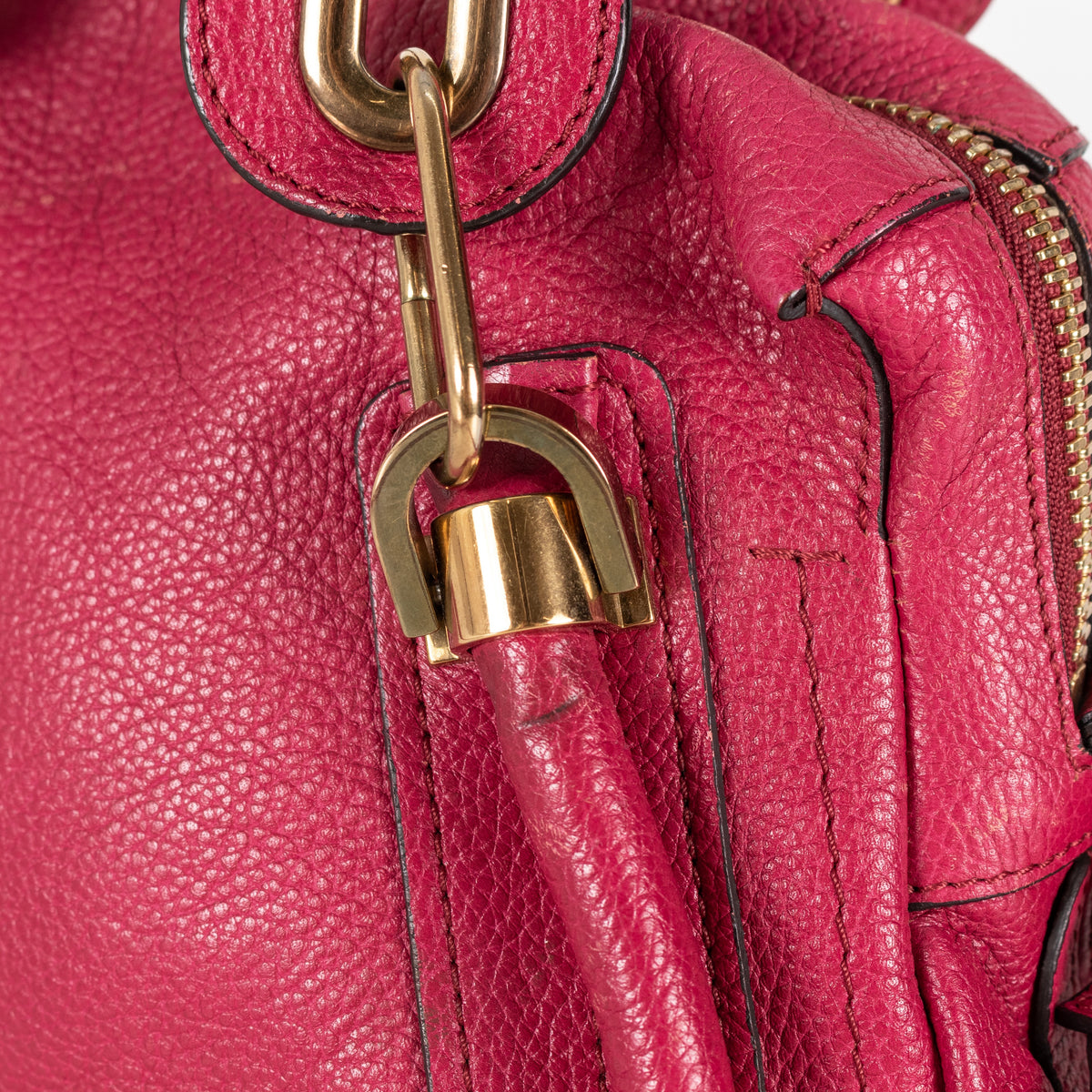 Chloe Pink Paraty Leather Gold Detailed Handbag - Image 15
