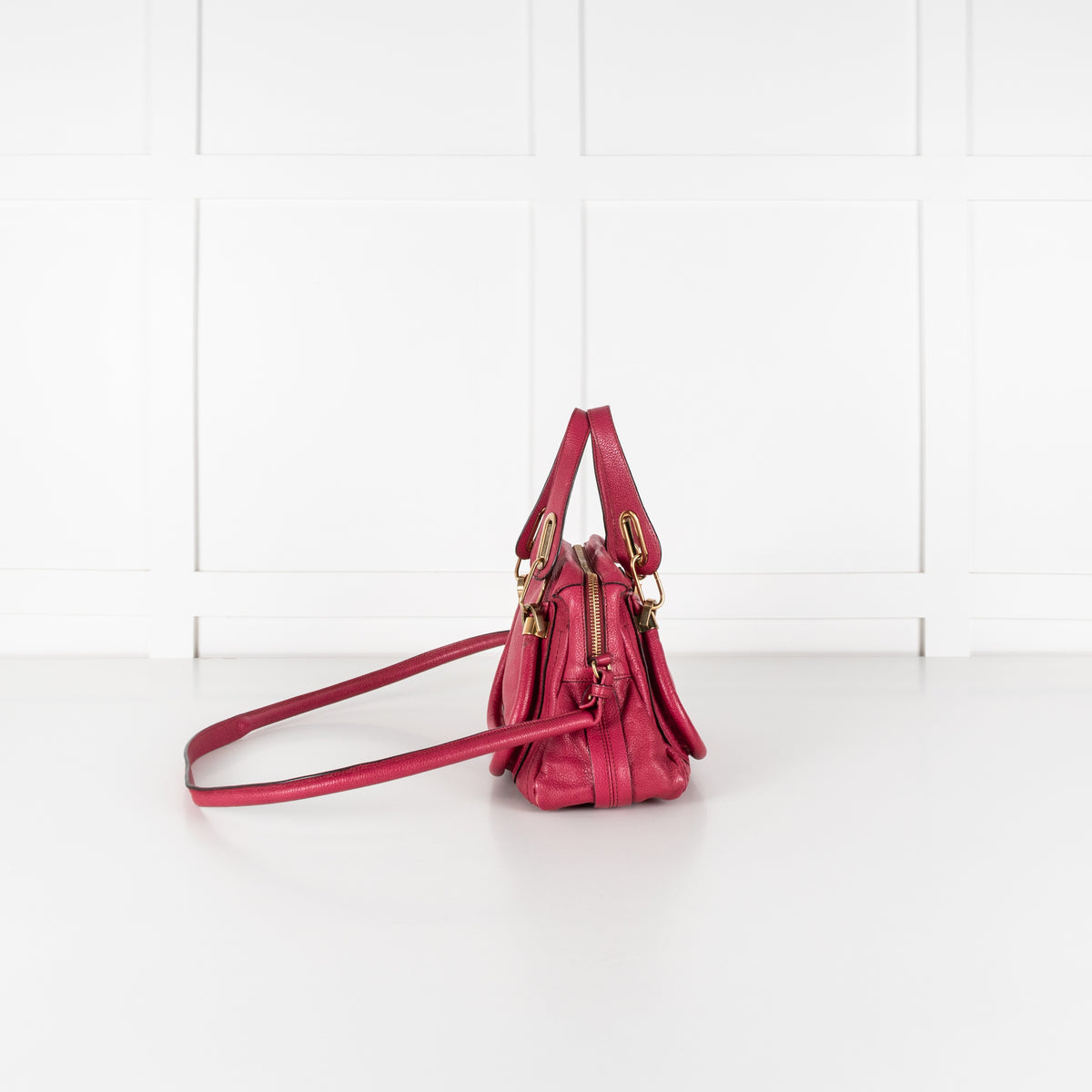 Chloe Pink Paraty Leather Gold Detailed Handbag - Image 3