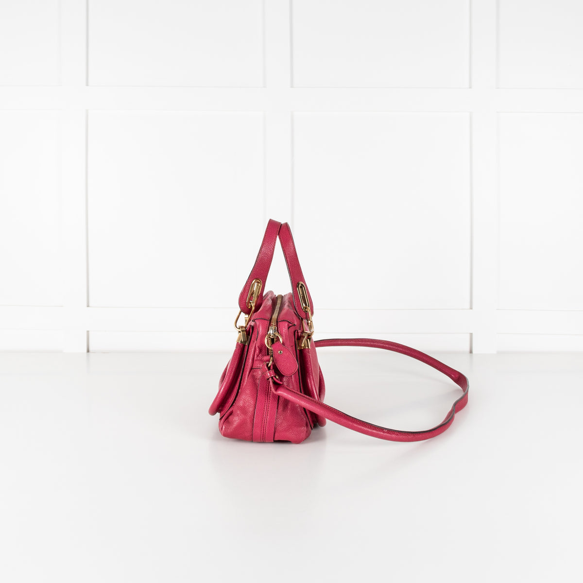 Chloe Pink Paraty Leather Gold Detailed Handbag - Image 5