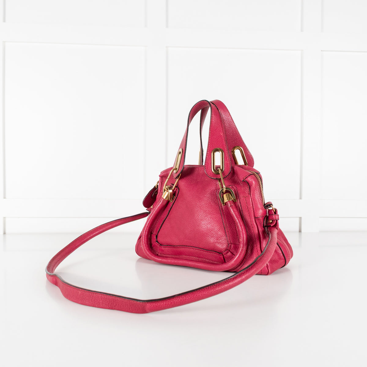 Chloe Pink Paraty Leather Gold Detailed Handbag - Image 6