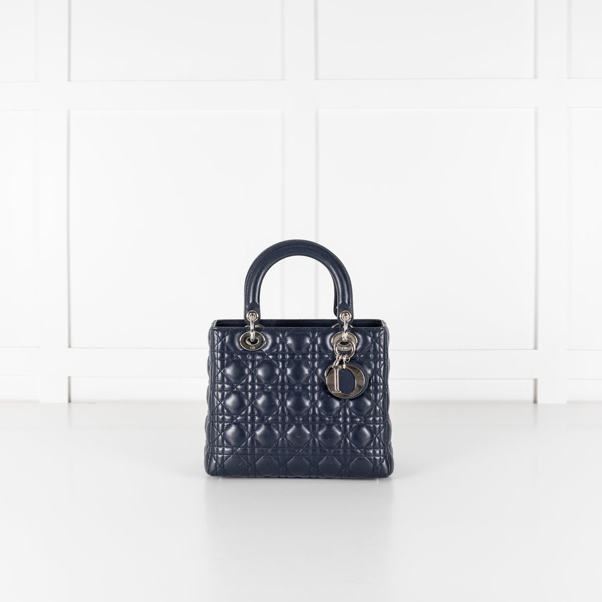Christian Dior Navy Blue Lady Dior Medium Cannage Lambskin Bag - Image 1