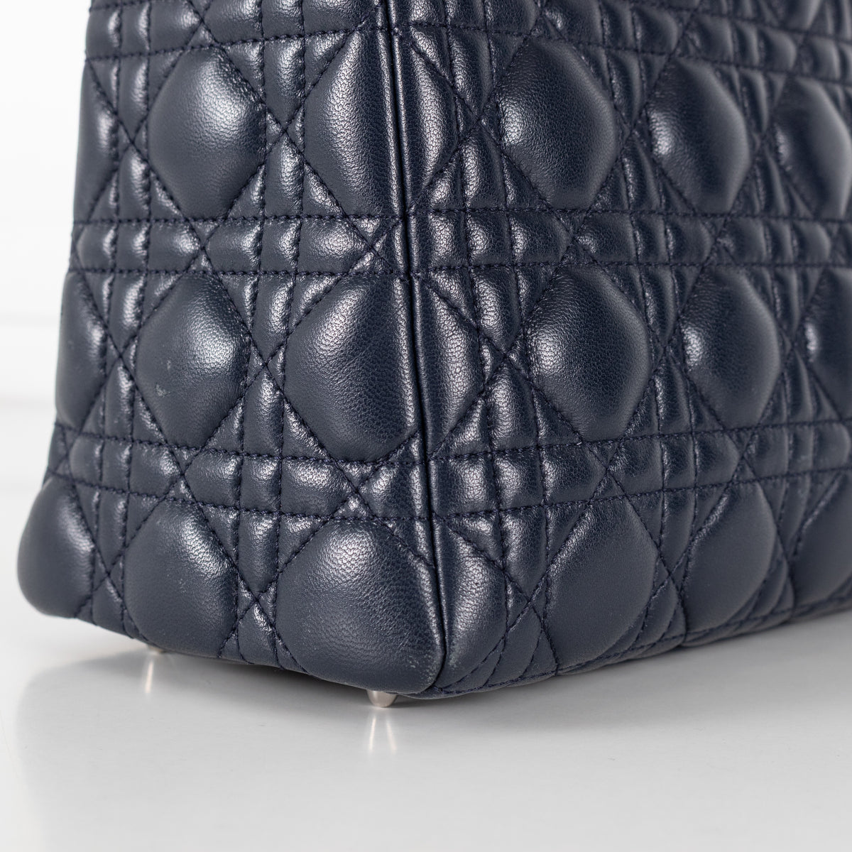 Christian Dior Navy Blue Lady Dior Medium Cannage Lambskin Bag - Image 10