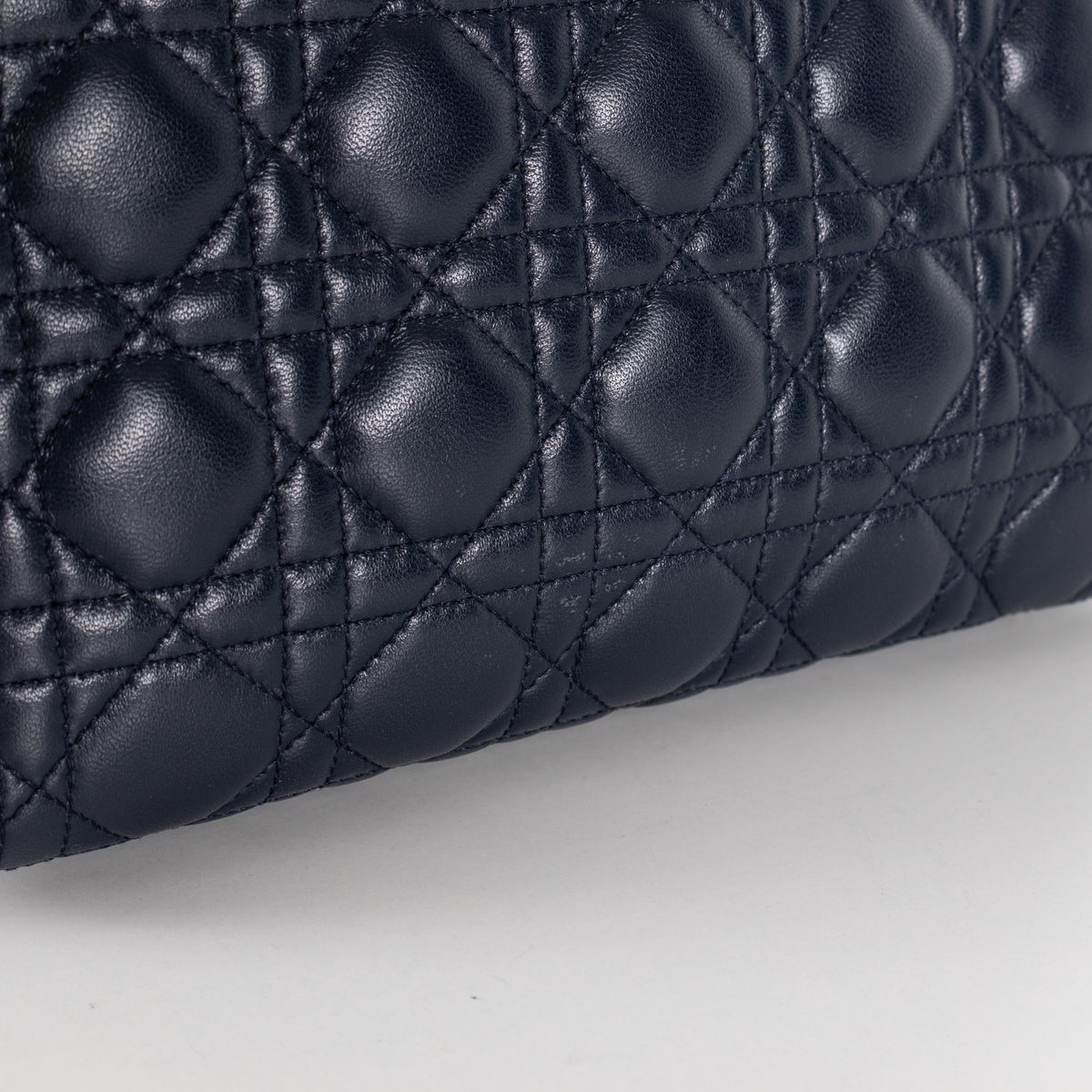 Christian Dior Navy Blue Lady Dior Medium Cannage Lambskin Bag - Image 11