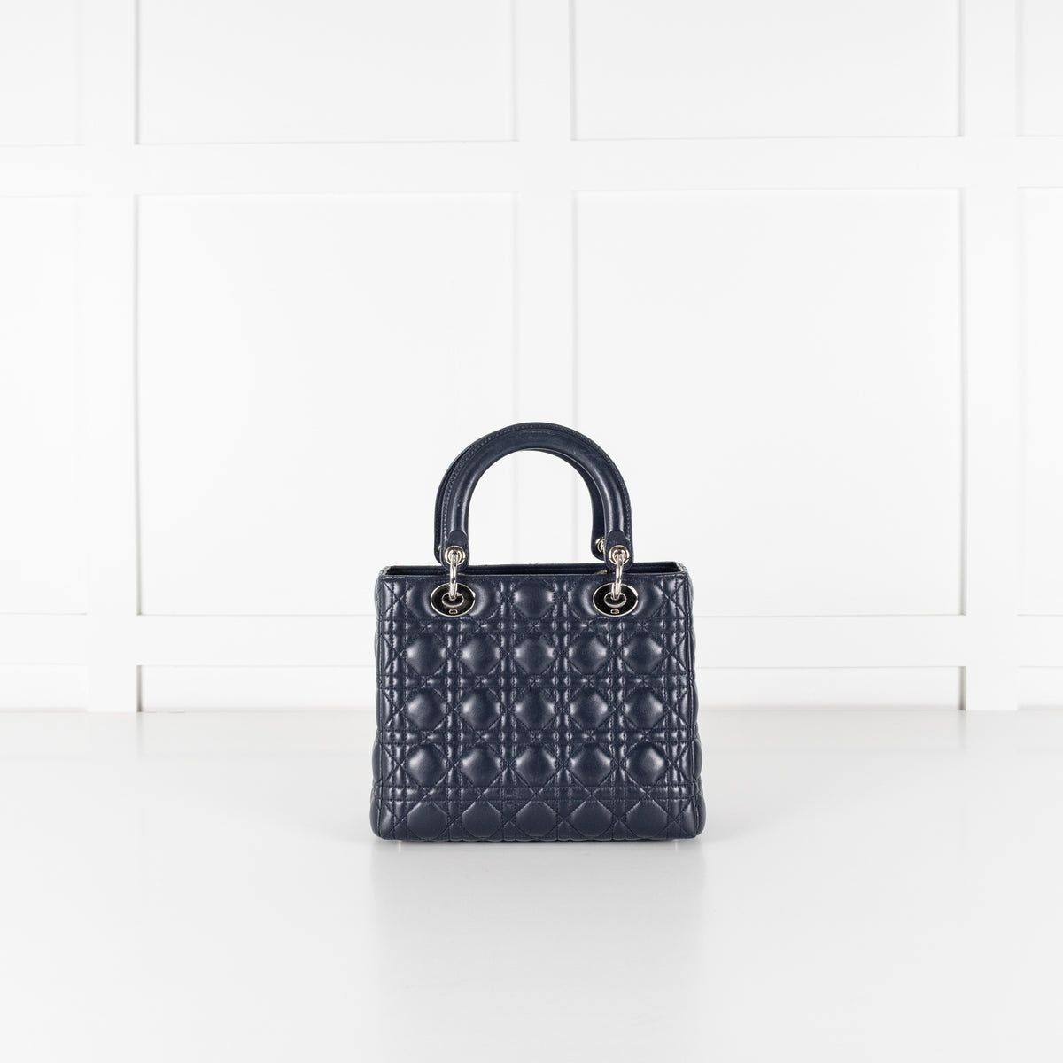 Christian Dior Navy Blue Lady Dior Medium Cannage Lambskin Bag - Image 3