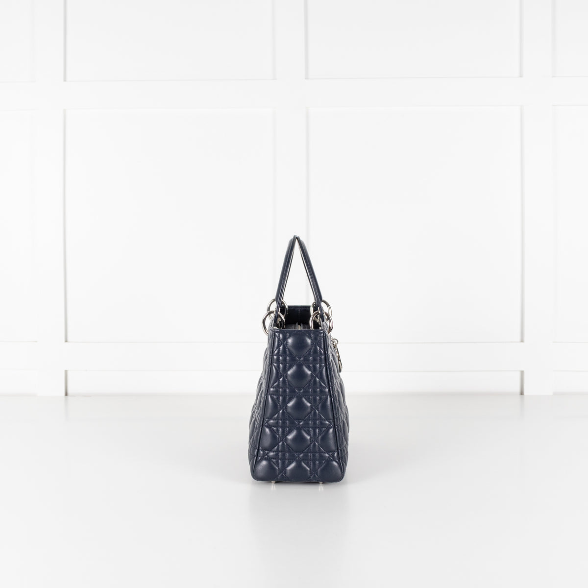 Christian Dior Navy Blue Lady Dior Medium Cannage Lambskin Bag - Image 4