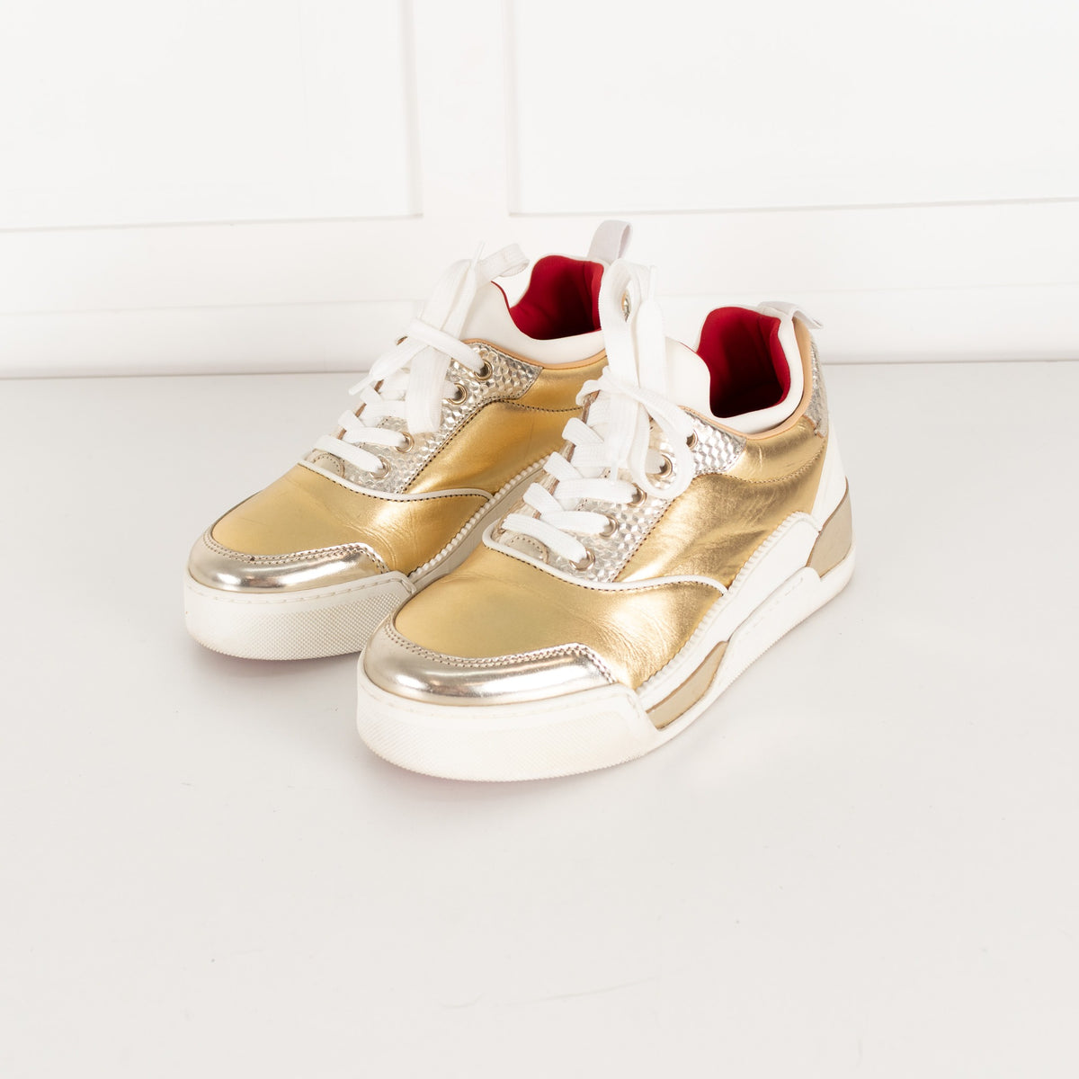 Christian Louboutin Gold Cream Donna Trainers - Image 8