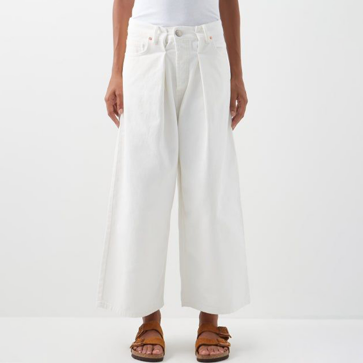 Raey White Cinched Boyfriend Jeans