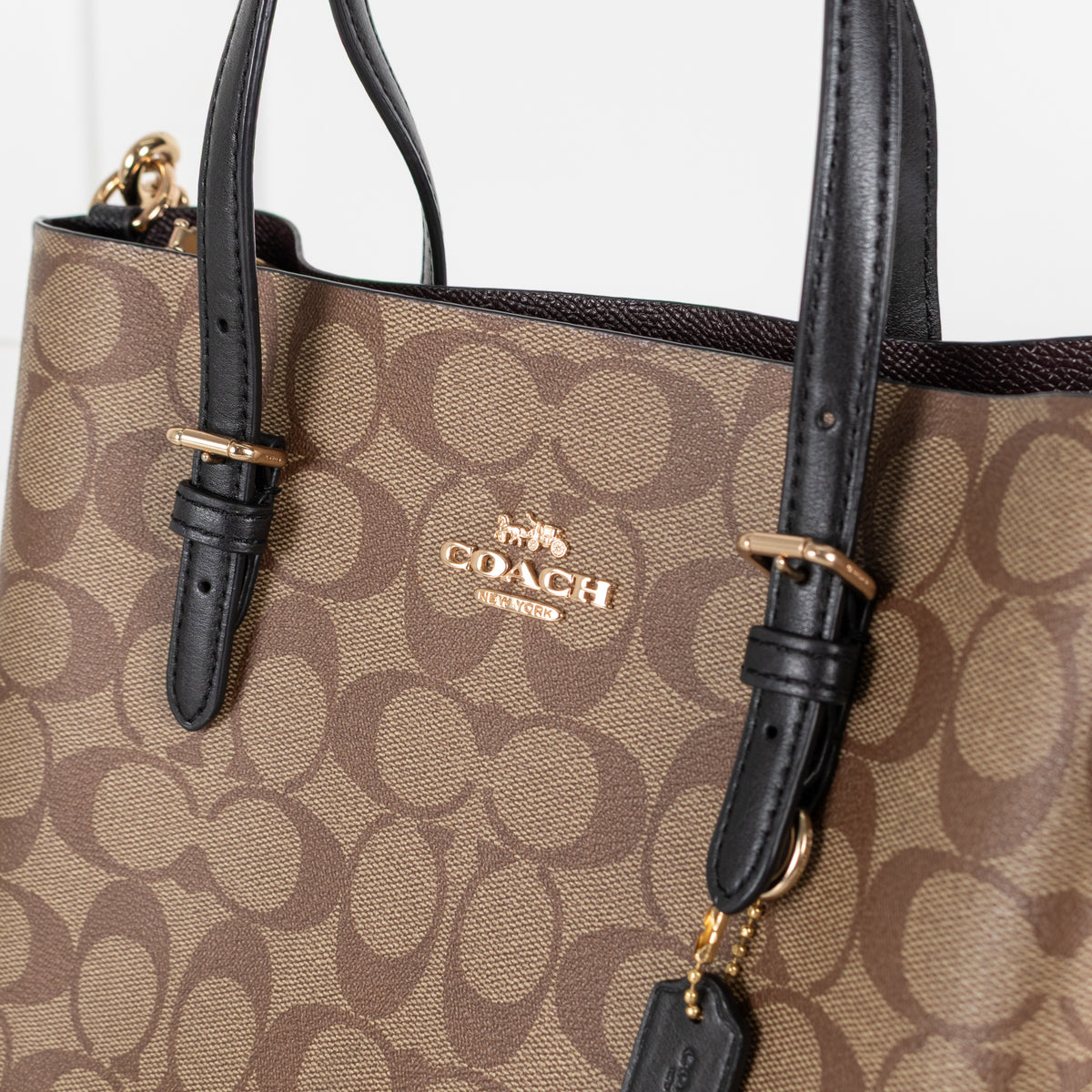 Coach Beige Signature Canvas Zippered Top Tote Bag - Image 10