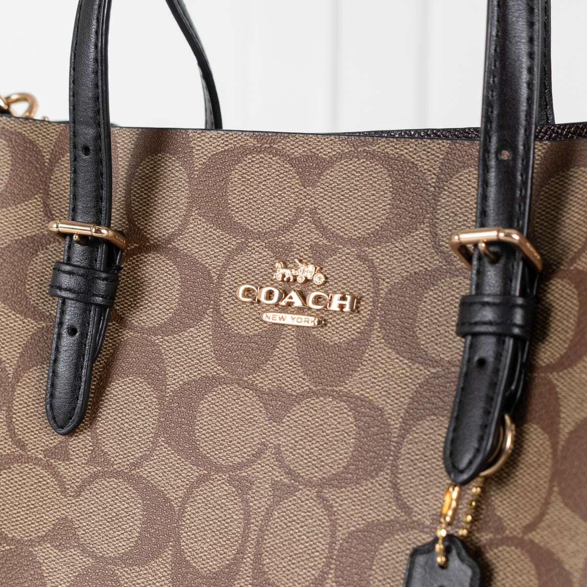 Coach Beige Signature Canvas Zippered Top Tote Bag - Image 14