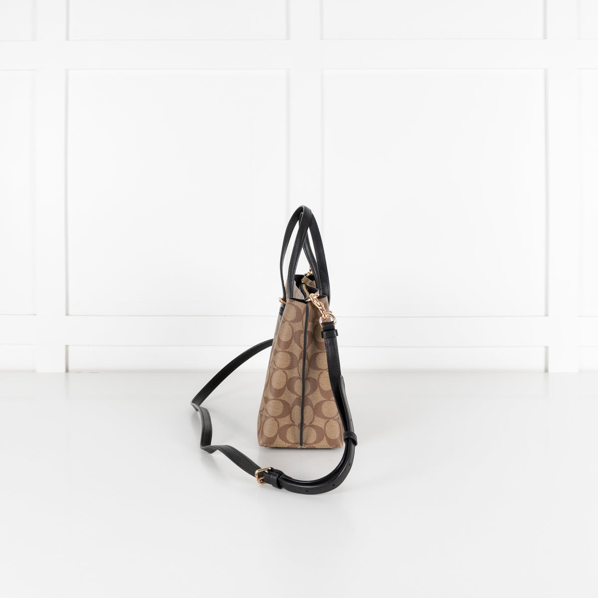 Coach Beige Signature Canvas Zippered Top Tote Bag - Image 3