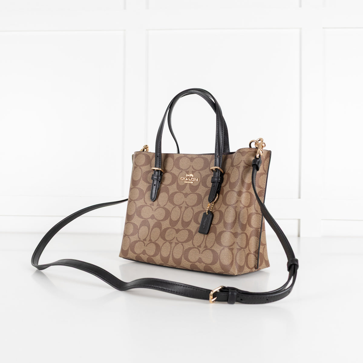 Coach Beige Signature Canvas Zippered Top Tote Bag - Image 9