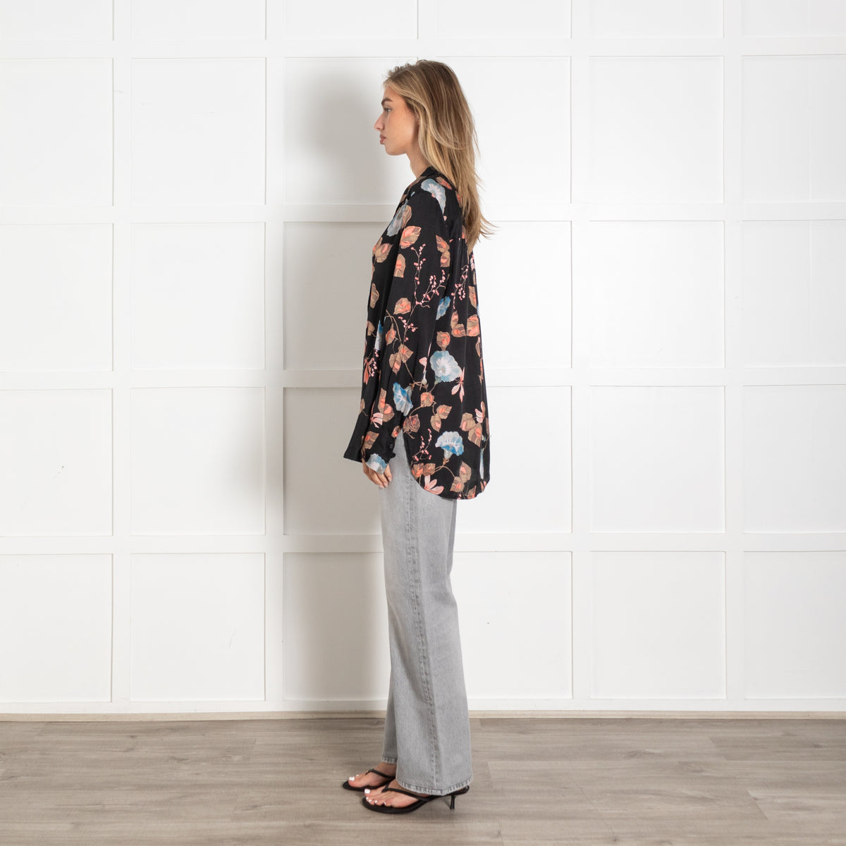 Dea Kudibal Silk Nate Blouse Bindweed Coal Floral - Image 3