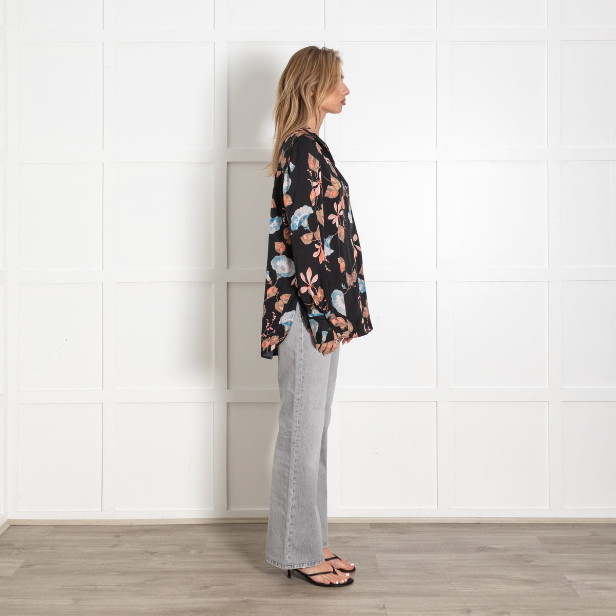Dea Kudibal Silk Nate Blouse Bindweed Coal Floral - Image 5