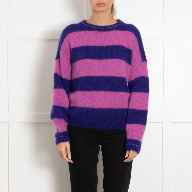 Des Petit Hauts Purple Lilac Mohair Wool Blend Stripe Jumper - Image 2