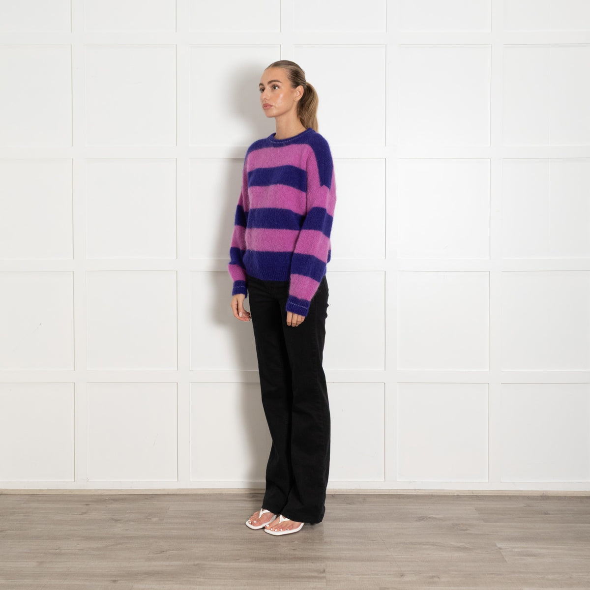 Des Petit Hauts Purple Lilac Mohair Wool Blend Stripe Jumper - Image 3
